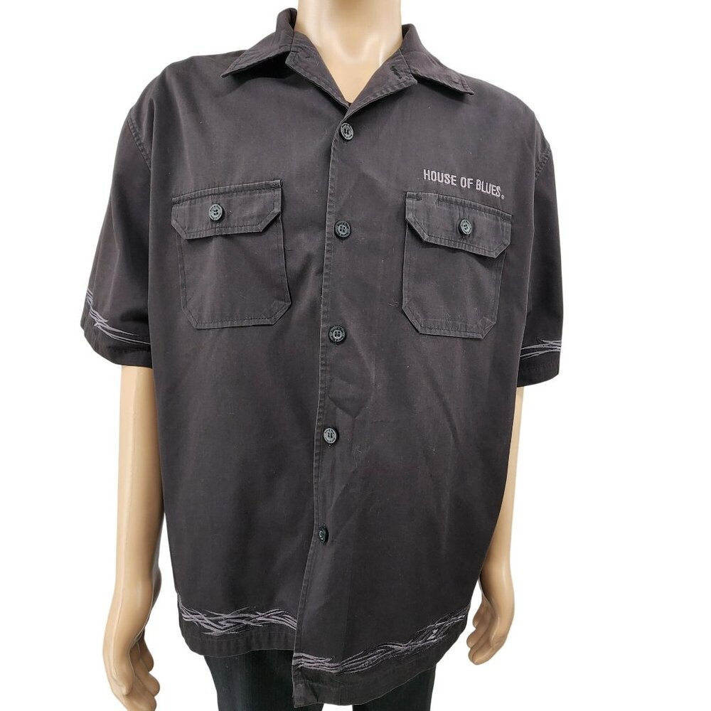 House Of Blues Charcoal Short Sleeve Button-Up Shirt Mens X-Large - Picture 11 of 11